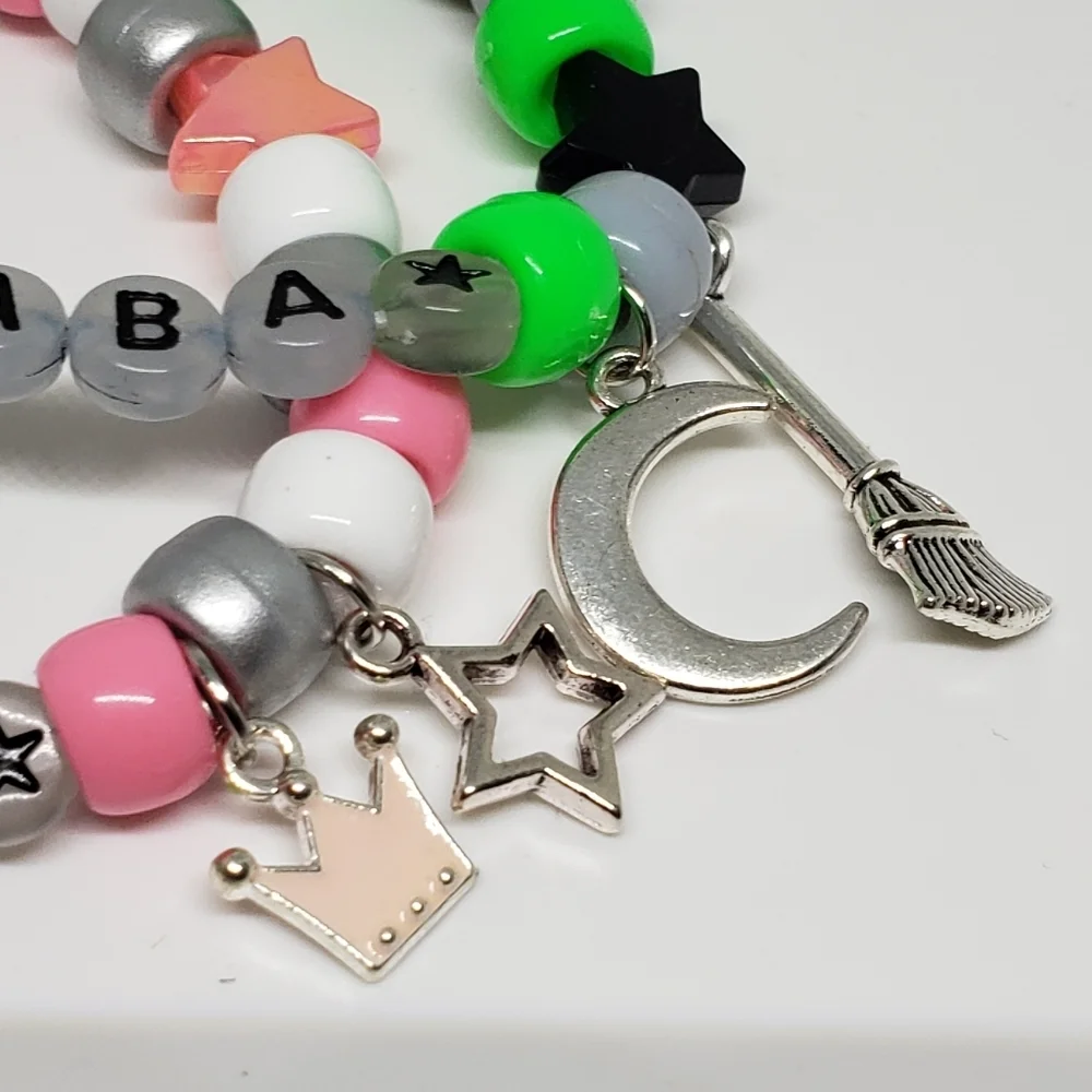 Handmade Glow in Dark Wicked Elphaba Glinda Kandi Bracelet set